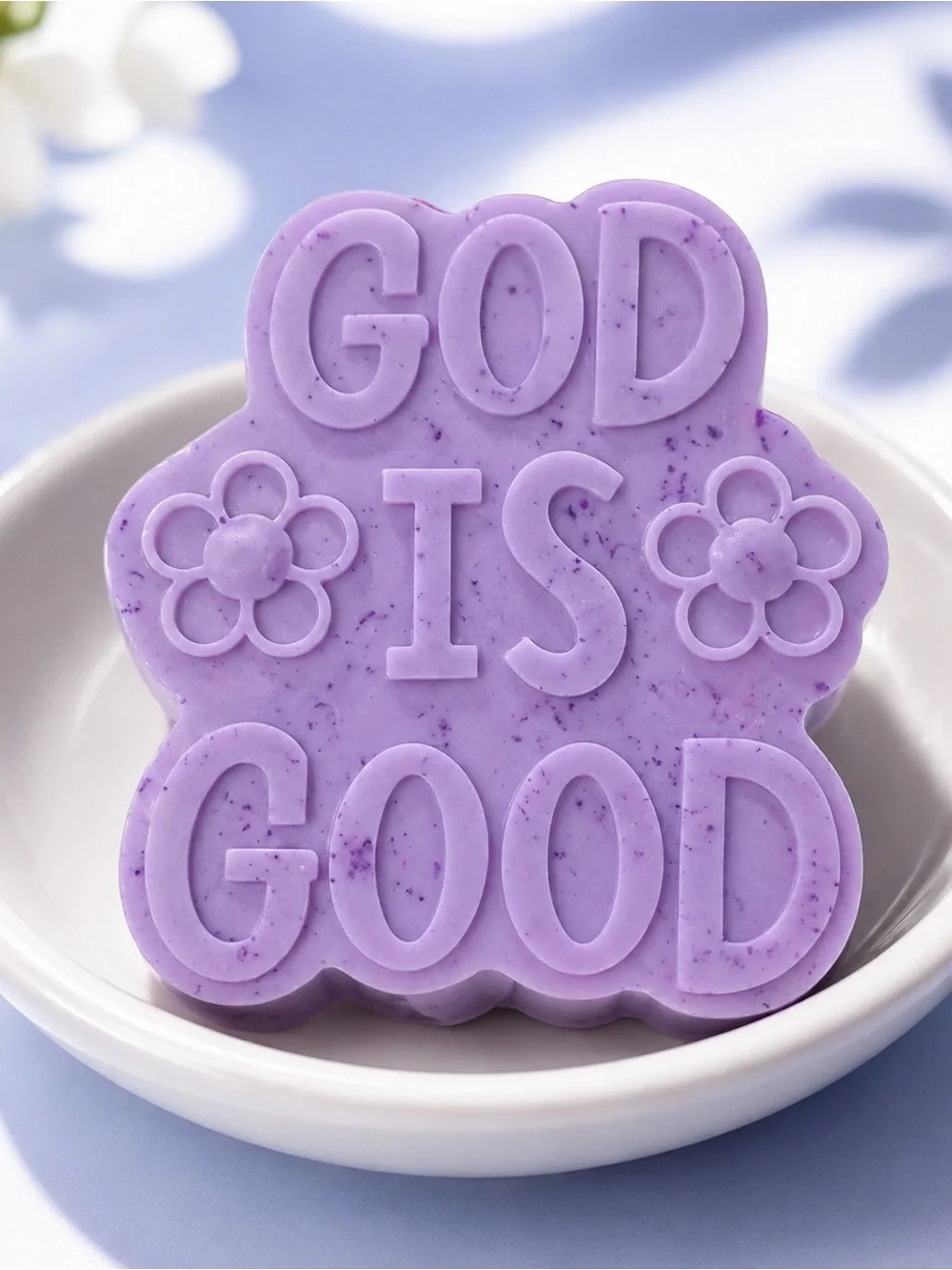 Lavender soap handmade 5x4in 8oz shea butter based god is good